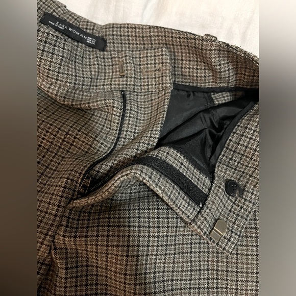 Zara Plaid Asymmetrical Hem Trousers XS - Picture 7 of 7